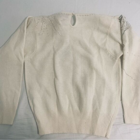 Marisa Christina Cream Sweater with Sequin Details Vintage Romantic Bridal - Picture 6 of 15